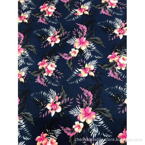 Flower And Leaves Desgin Cotton Stretch Printed Fabric